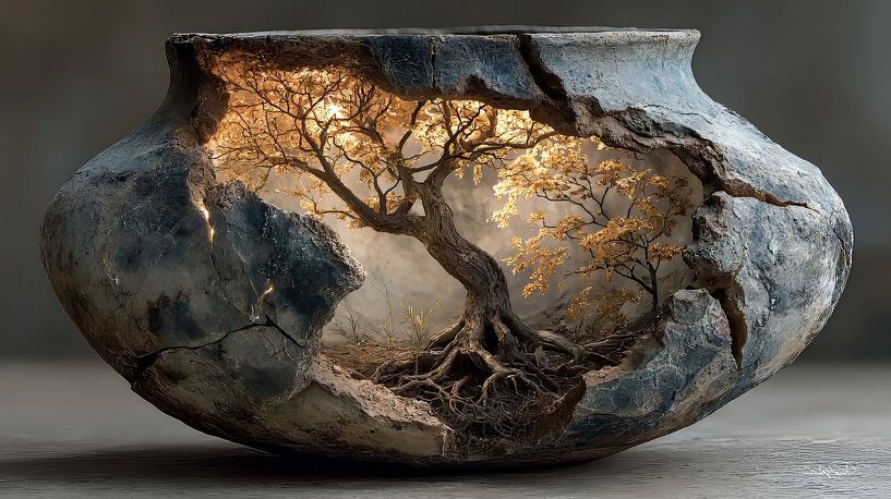 Nature in a Stone Jar by Gelissen Artworks