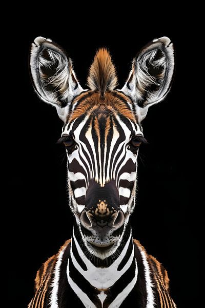 Porträt eines Zebras auf schwarzem Hintergrund von Imperial Art House