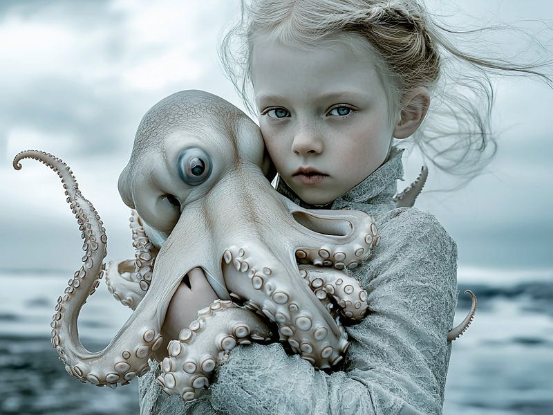 Pieuvre avec une fille par haroulita