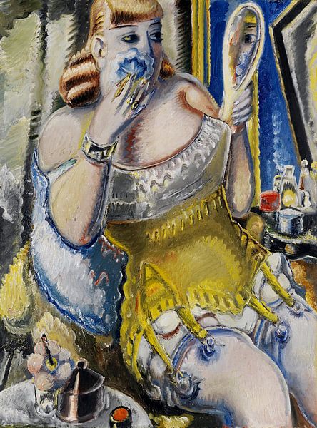 Dirne, sich pudernd, in gelbem Korsett, PAUL KLEINSCHMIDT, 1938 von Atelier Liesjes