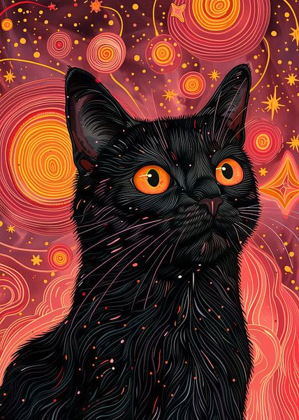Schwarze Katze im Weltraum 10 #Katze von JBJart Justyna Jaszke