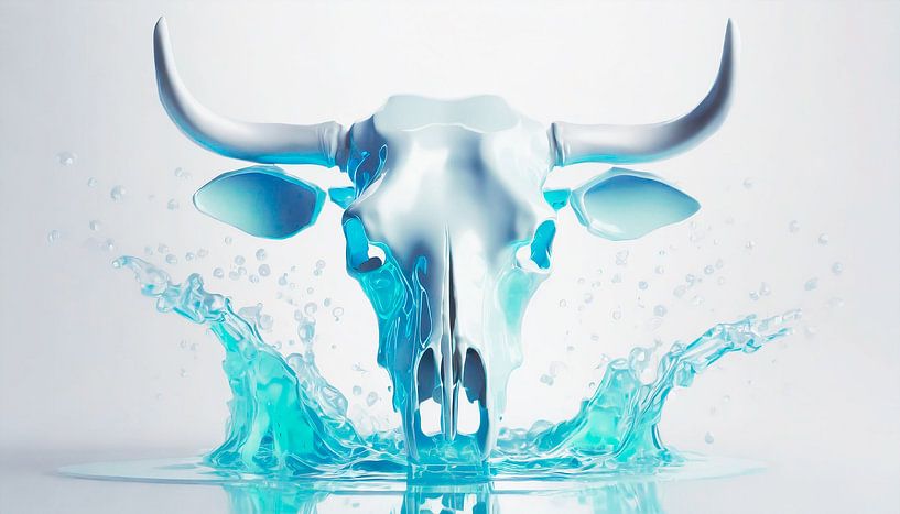 Kuh Schädel mit Hintergrund Muster von Mustafa Kurnaz