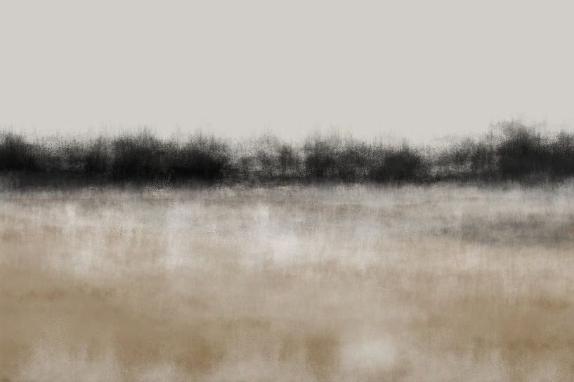 Abstrakte minimalistische Landschaft in schwarz, weiß und sepia von Dina Dankers
