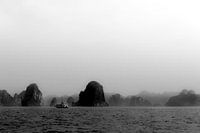 A ship between the rocks of Ho Long Bay