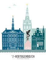 Skyline illustratie stad Den Bosch in kleur