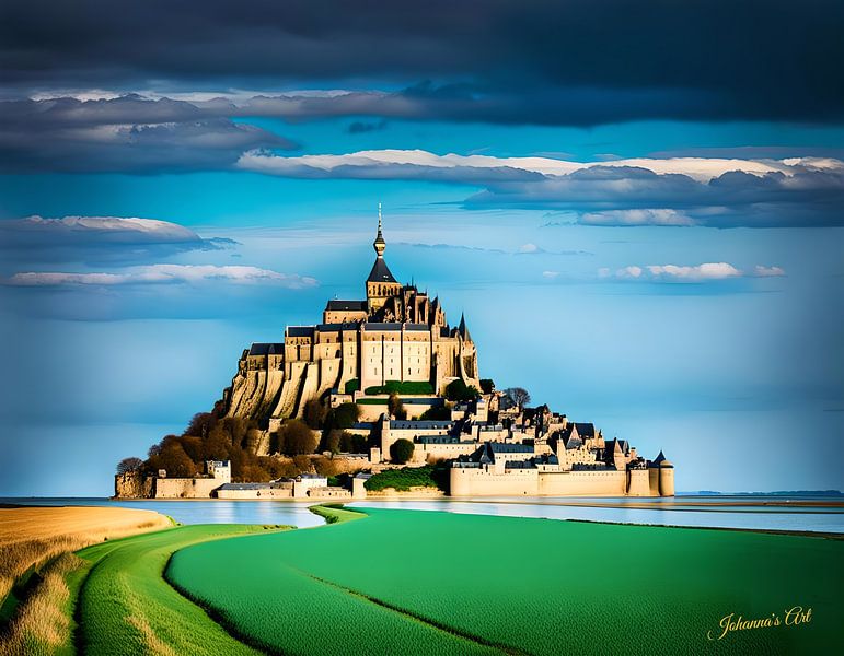 Schloss-Traumlandschaft - Mont Saint-Michel, Normandie, Frankreich 2 von Johannas Art Creations