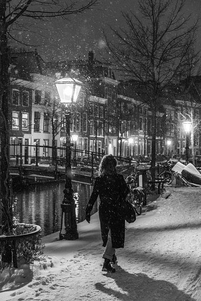 Leiden - Une promenade nocturne dans la neige par Reezyard