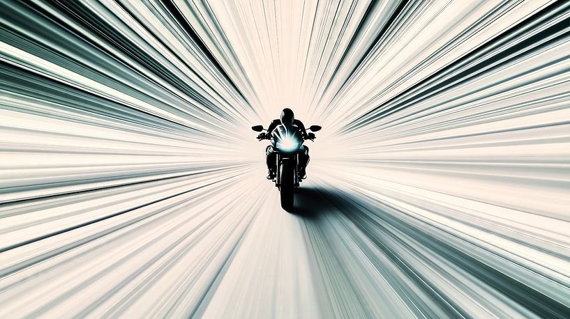 Motorradfahrer im Lichtertunnel von Frank Heinz