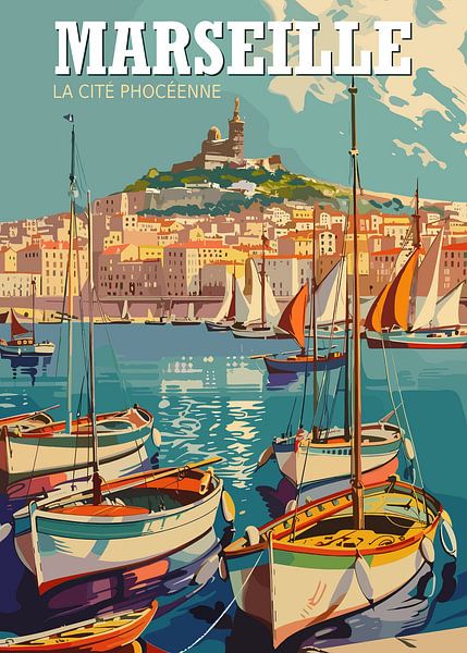 Marseille: Boats in the Old Port by Art Kingdom