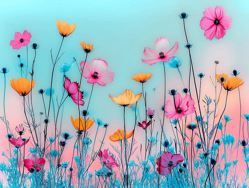 Bright Pastel Flowers by Karina Brouwer