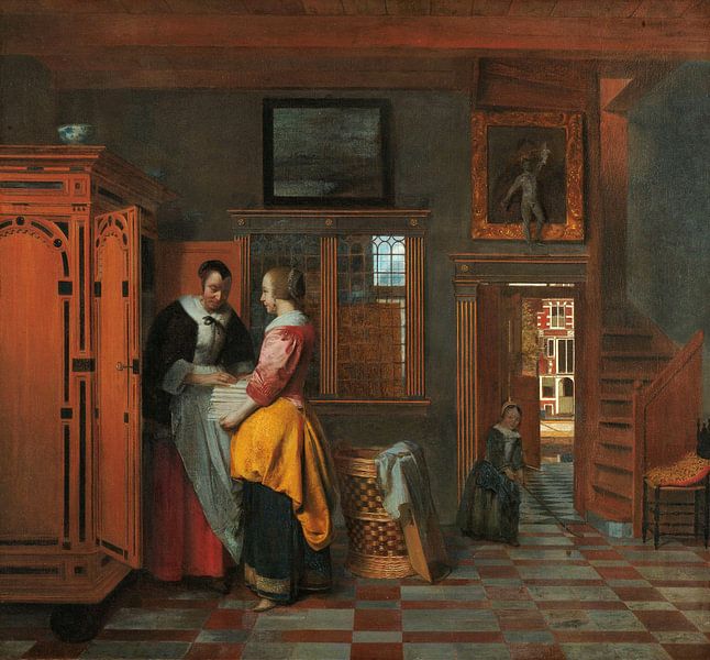 Intérieur avec des femmes près d'une armoire à linge, Pieter de Hooch par Des maîtres magistraux