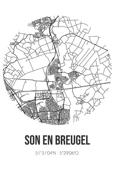 Son en Breugel (Noord-Brabant) | Karte | Schwarz und Weiß von Ortsdrucke