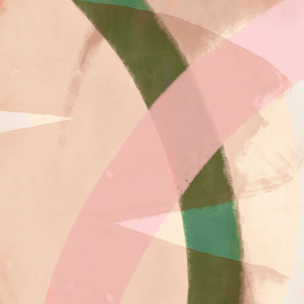 Romantische abstrakte minimalistische Kunst in rosa, grün und weiß von Dina Dankers