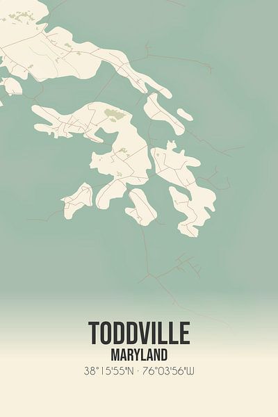 Alte Karte von Toddville (Maryland), USA. von Ortsdrucke