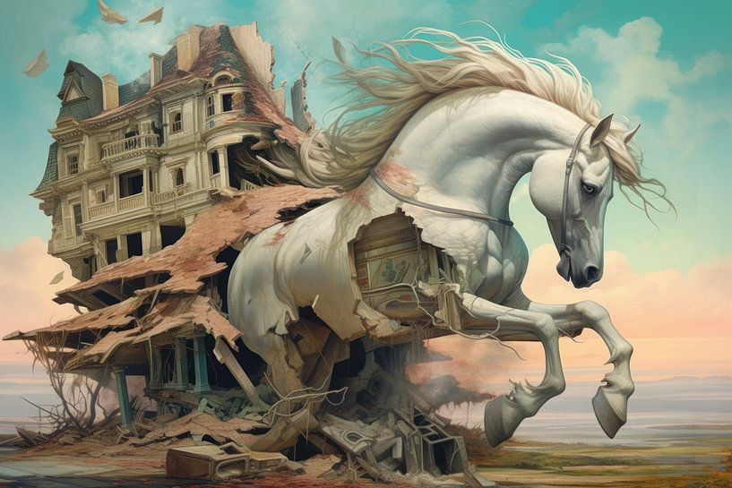 Beautiful horse pulls a strange carriage by Art Bizarre