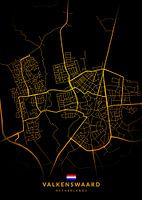 Valkenswaard Stadtplan Modern Schwarz Gold
