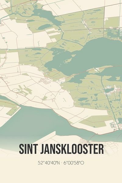 Vintage map of Sint Jansklooster (Overijssel) by Prints of Place
