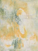 Peinture abstraite aux couleurs jaune, vert et beige