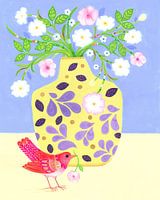 Vase et petit oiseau