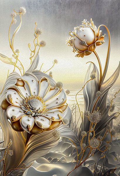 Gold and silver winter flowers 3 by Joost Bolten