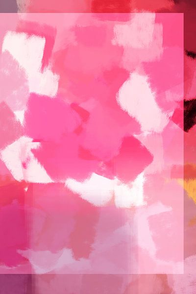 Moderne abstrakte bunte Kunst in Neon-Pink und Weiß von Dina Dankers