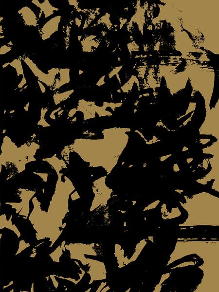 Abstrakte Tinte auf Ockergelb von Mad Dog Art