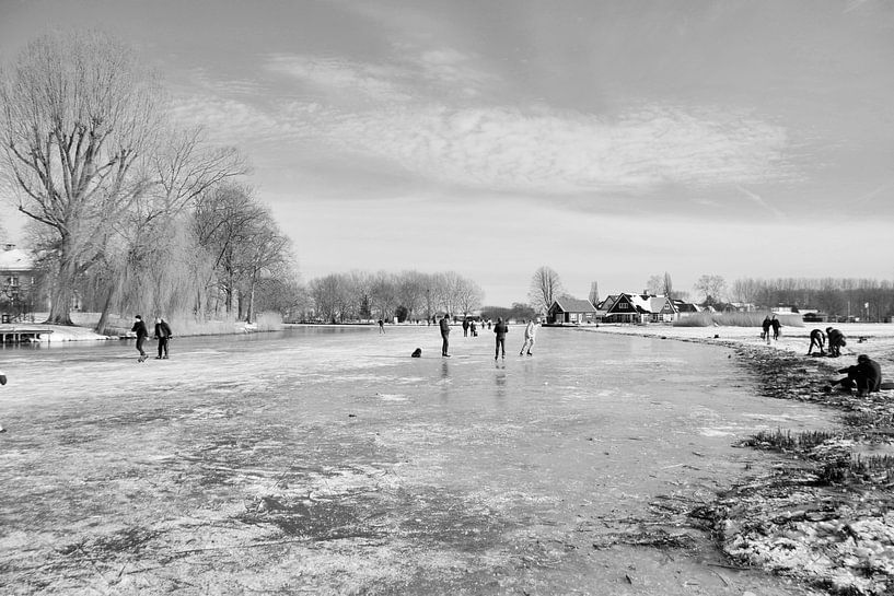 Patinage dans l'Alblasserwaard Noir et blanc par Consala van  der Griend