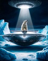 Polar bear on a UFO in the Antarctic