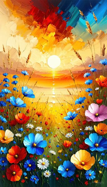 Lac de montagne dans la lumière du dernier été - Une ode pittoresque à l'éclosion, à la plénitude et à l'éphémère dans une nature idyllique par AidasignArt