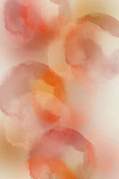 Art minimal romantique dans des couleurs chaudes et douces. Peinture à l'aquarelle. par Dina Dankers
