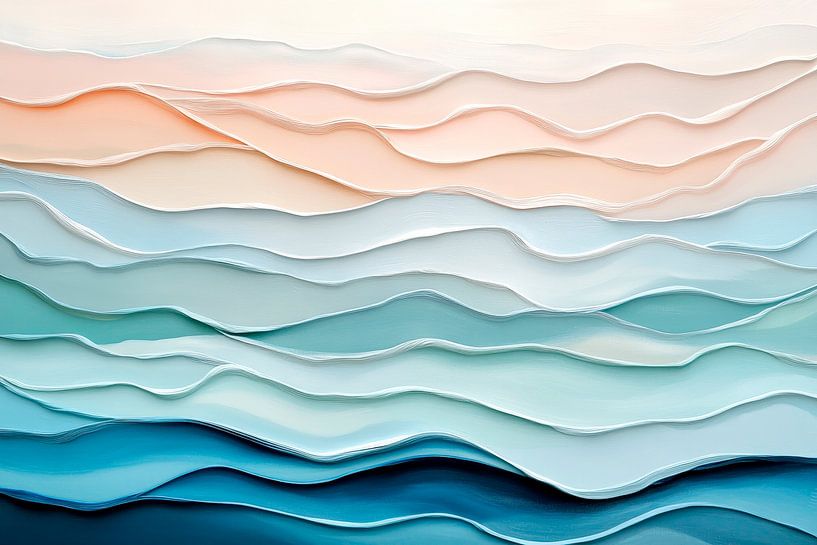 Abstrakte Wellenstruktur in sanften Tönen von Poster Art Shop
