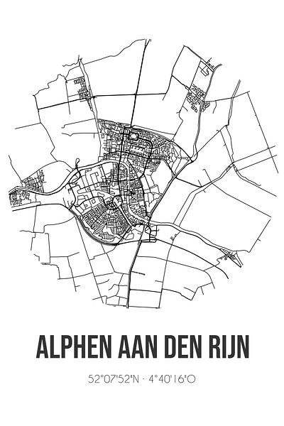 Alphen aan den Rijn (Süd-Holland) | Karte | Schwarz-Weiß von Ortsdrucke