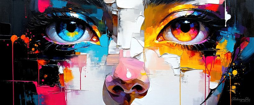 Abstraktes Gesicht: Abstrakion eines Kindergesichts zwischen Abstraktion, pastoser Farbigkeit und flüchtiger Präsenz von AidasignArt