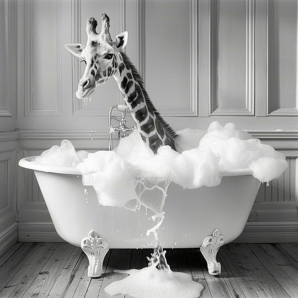 Erhabene Giraffe in der Badewanne - Ein einzigartiges Badezimmerbild für Ihr WC von Poster Art Shop