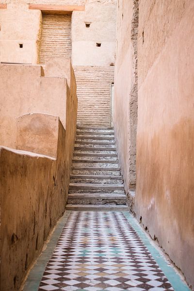 Corridor in the El Badi Palace | Marrakech Morocco | Africa | Pastel by Wandeldingen