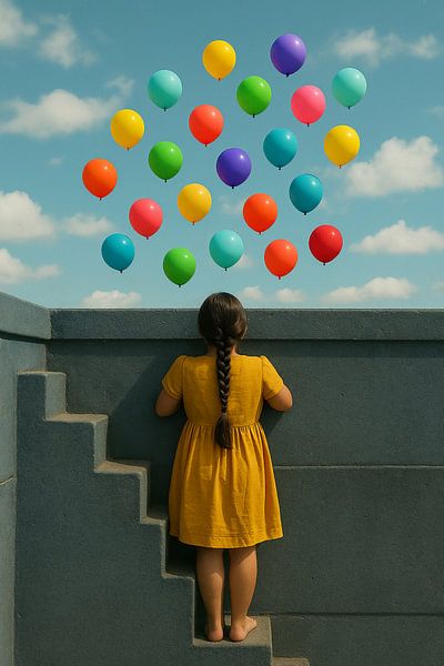 Looking at the Possibilities - Girl and the sky full of dreams by Kleurenrijk