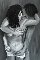 Awaken my soul painting grey shades of passion man and woman