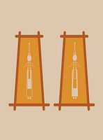 Abstrakte Illustration von Thai-Puppen im Kostüm in Orange und Beige