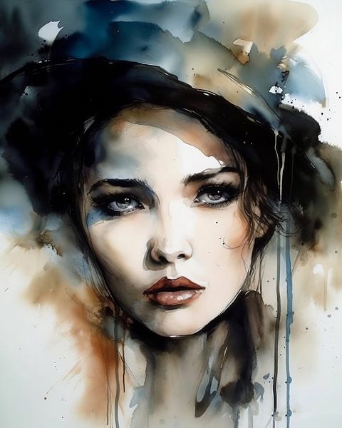 Portrait moderne à l'aquarelle par Studio Allee