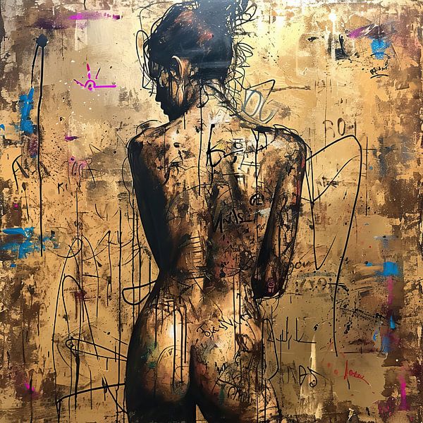 Frau in Gold | Moderne Goldkunst von Blickfänger Gemälde