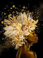 Floral Portrait Black & Gold Background black with gold glitter - Portrait-02