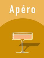 Illustration eines Margarita-Cocktails auf ockerfarbenem Hintergrund