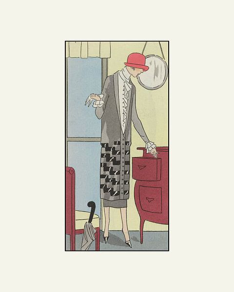 Femme avec des gants | Imprimé de mode Art déco vintage | Publicité rétro historique par NOONY