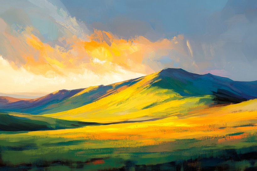 Hügel im Morgenlicht von Poster Art Shop