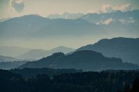 Morgennebel Carawanken mit weichem Morgenlicht in Kärnten
