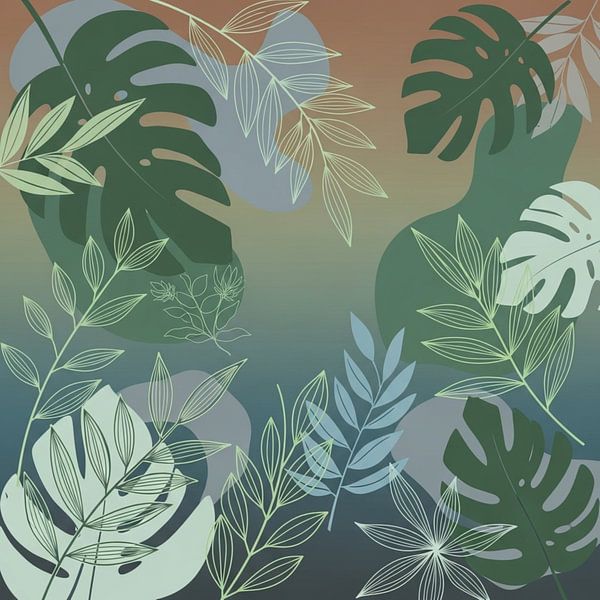 Botanical Calm — Modern Tropical Leaves in Gradient Harmony by panika friantama