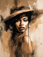 Femme africaine - beige - abstrait