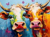 Fröhliche bunte Kühe