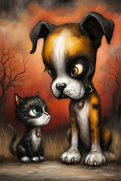 Hund - Katze - Cartoon von Gelissen Artworks