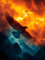 Levendig Adelaarssilhouet Zonsondergang